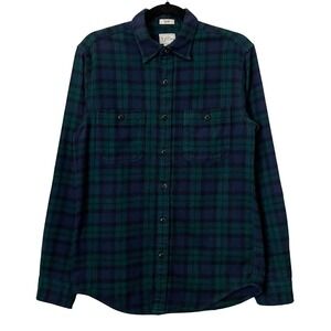 J. Crew Shirt Mens Small Green Blue Slim Fit Plaid Flannel Preppy Academia Y2K